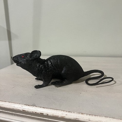 Black plastic rat - plastic, red